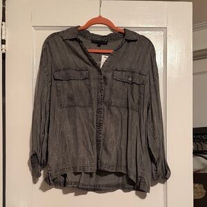 Gray Button-Up Denim Shirt